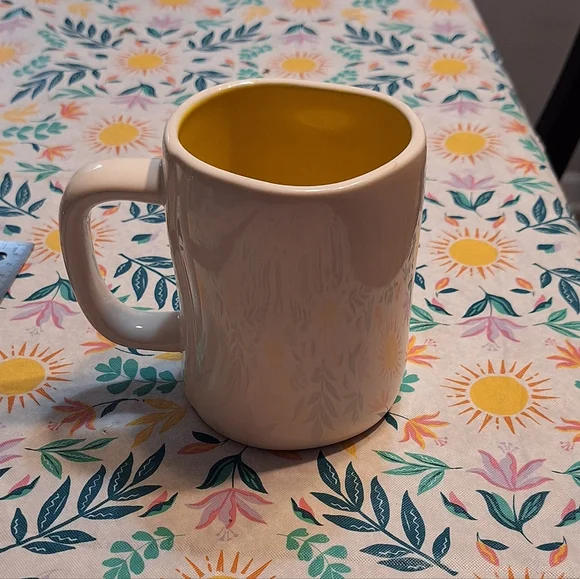 Rae Dunn White And Yellow "Sunhine" Ceramic Collectible Coffee Mug - Picture 3 of 6